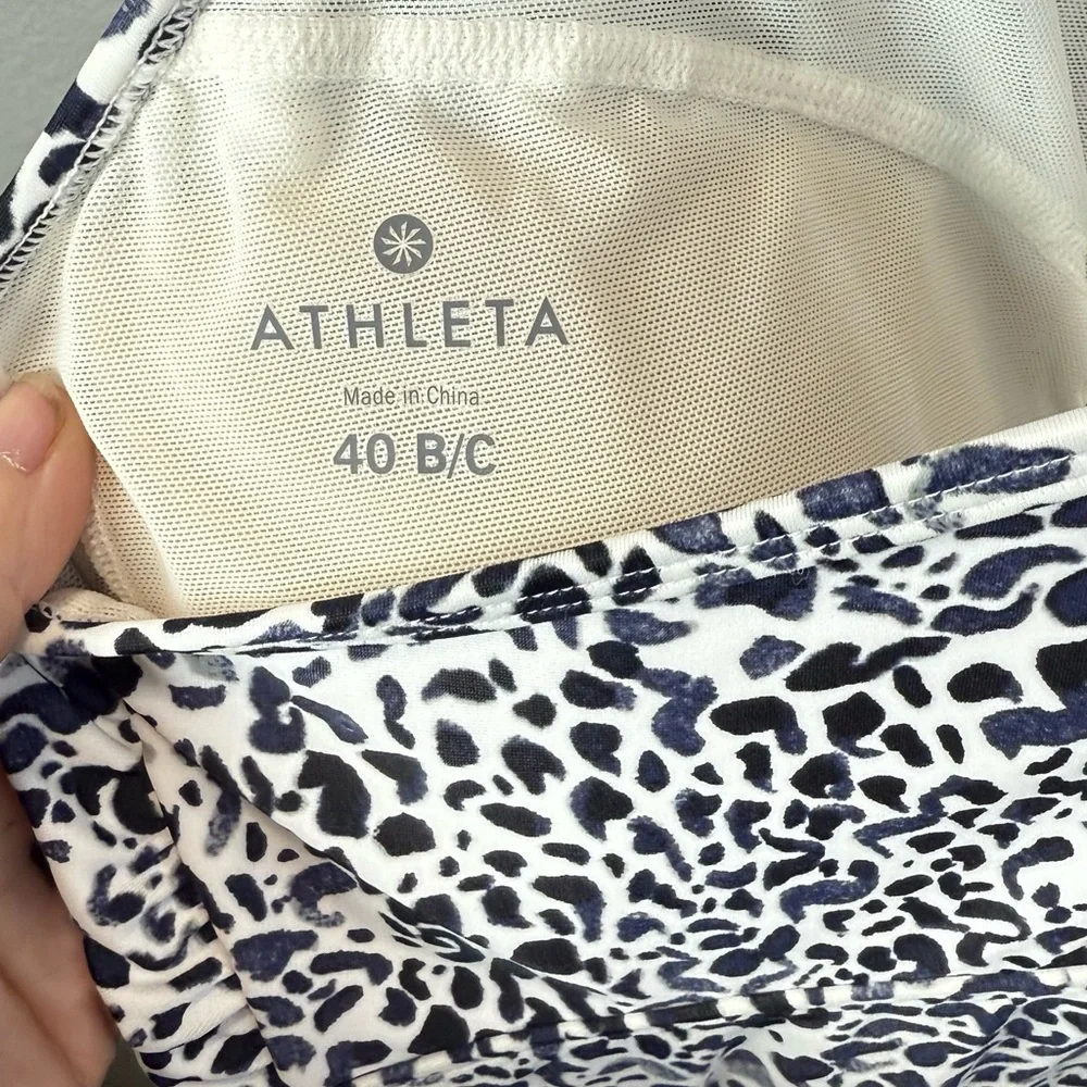 Athleta Zimbabwe‎ High Neck High Neck Swim Navy/White Dress Size 40 B/C